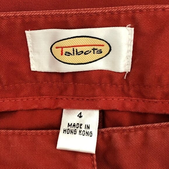 Vintage- TALBOTS - 100% Cotton Brick Red Zip Front A-Line Skirt Pockets - Size 4 - Picture 3 of 4